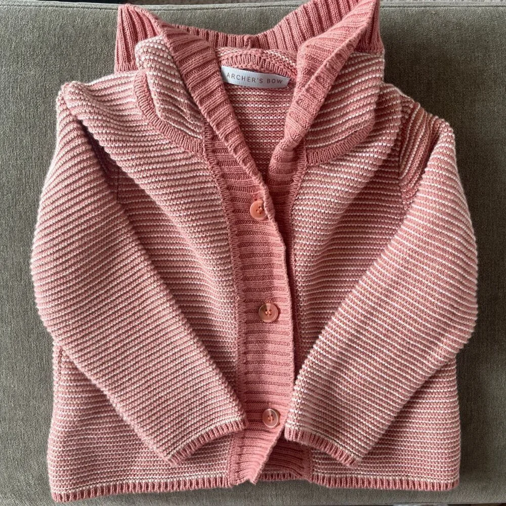 Archer's Bow Toddler Girl Pink Striped Sweater 12-18 months